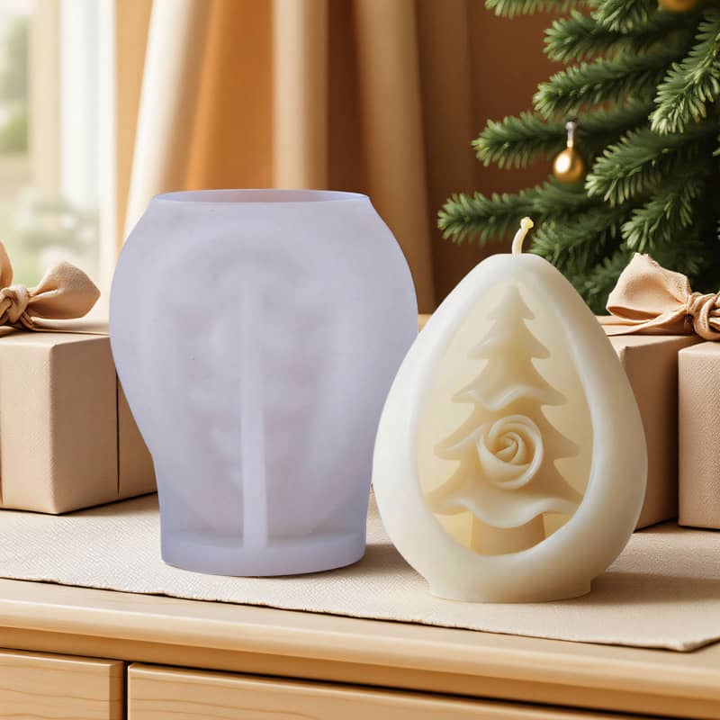 Christmas tree ball fragrance candle silicone mold DIY hollowed-out Christmas tree rose candle Christmas decoration mold