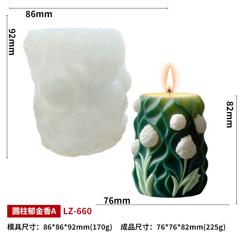 Cylinder-shaped tulip scented candle mold - DIY flower decoration candle for diffusing fragrance and handmade decorative mold