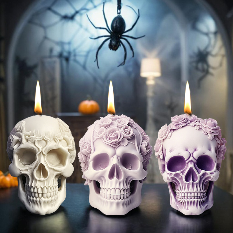 Rose Skull Fragrance Candle Silicone Mold Tool for DIY Decorative Item Factory Direct sale