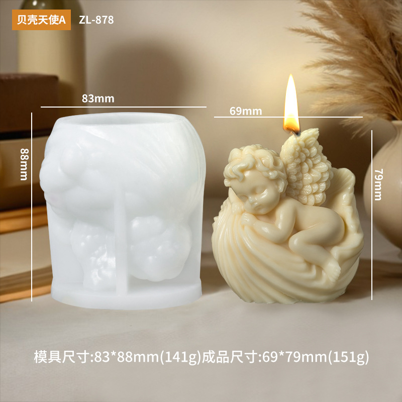 Rose Angel Scented Candle Silicone Mold, Shell Angel Silicone Mold Factory