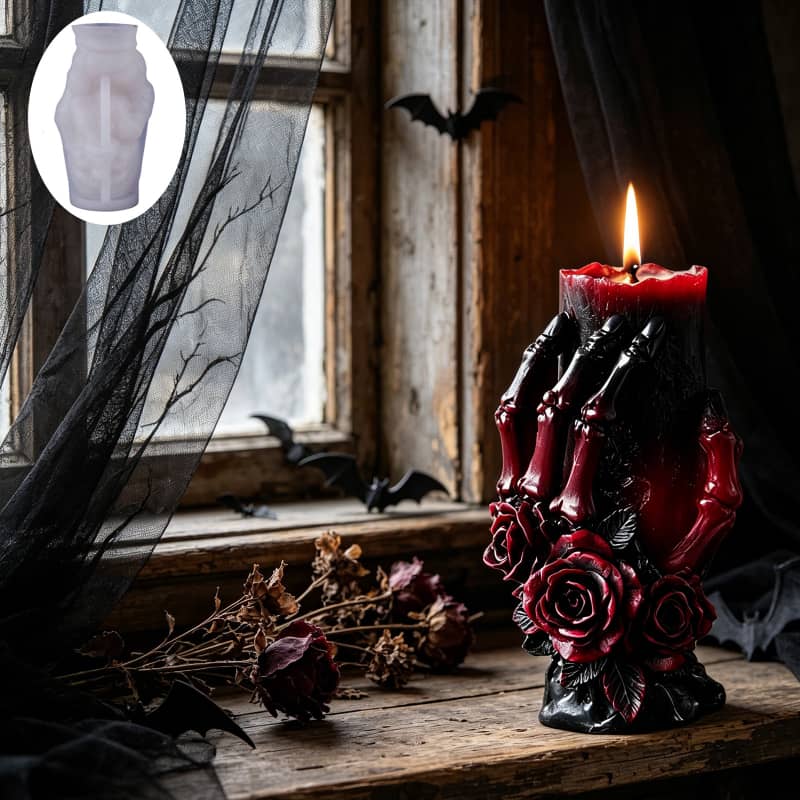 Bone Hand Series Fragrance Candle Silicone Mold DIY Halloween Skull Candle Horrifying Skeleton Hand Mold