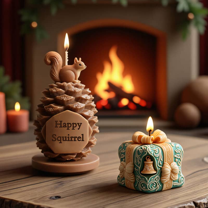Christmas Series Scented Candle Silicone Molds, DIY Christmas Decorative Apple 3D Mold