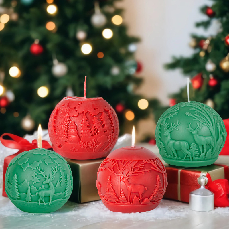 Christmas ball fragrance-scented candle mold DIY elk-shaped Christmas tree ball mold new product