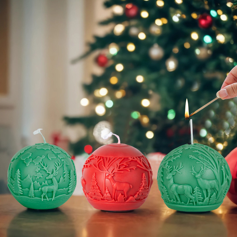 Christmas ball fragrance-scented candle mold DIY elk-shaped Christmas tree ball mold new product
