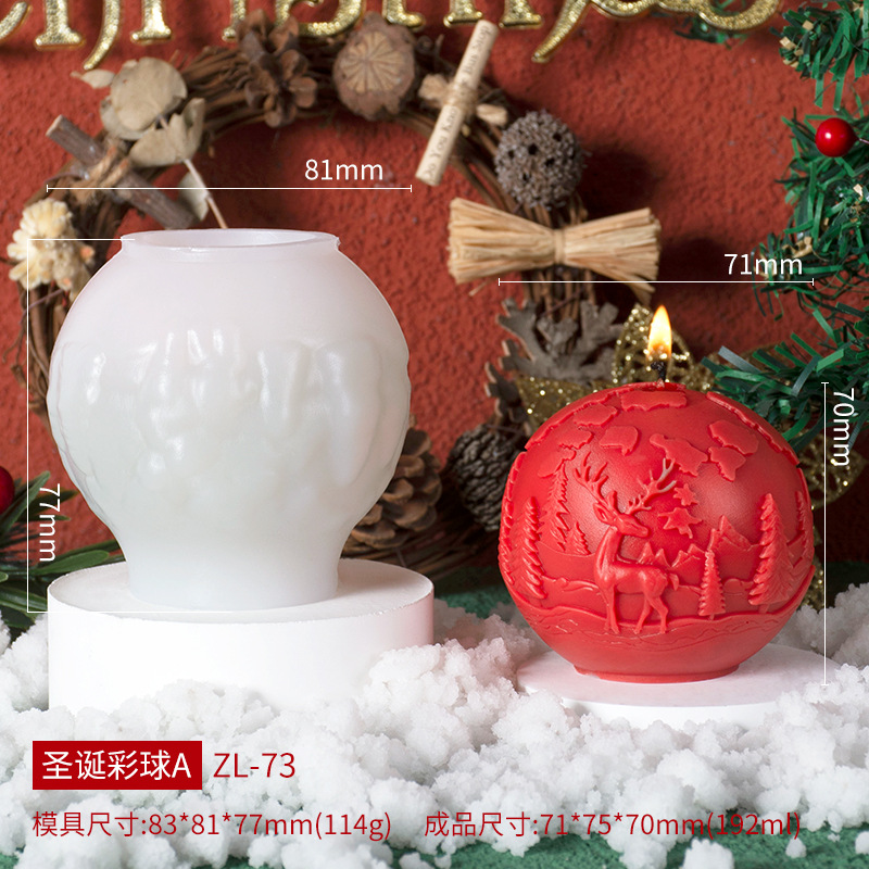 Christmas ball fragrance-scented candle mold DIY elk-shaped Christmas tree ball mold new product