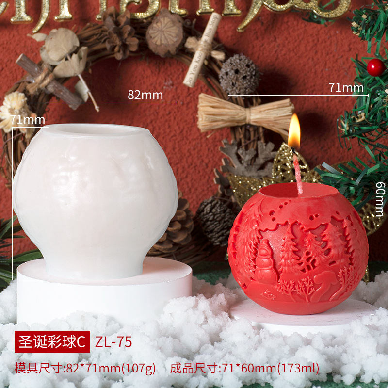 Christmas ball fragrance-scented candle mold DIY elk-shaped Christmas tree ball mold new product