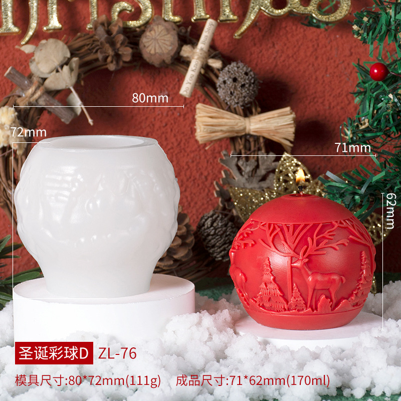 Christmas ball fragrance-scented candle mold DIY elk-shaped Christmas tree ball mold new product