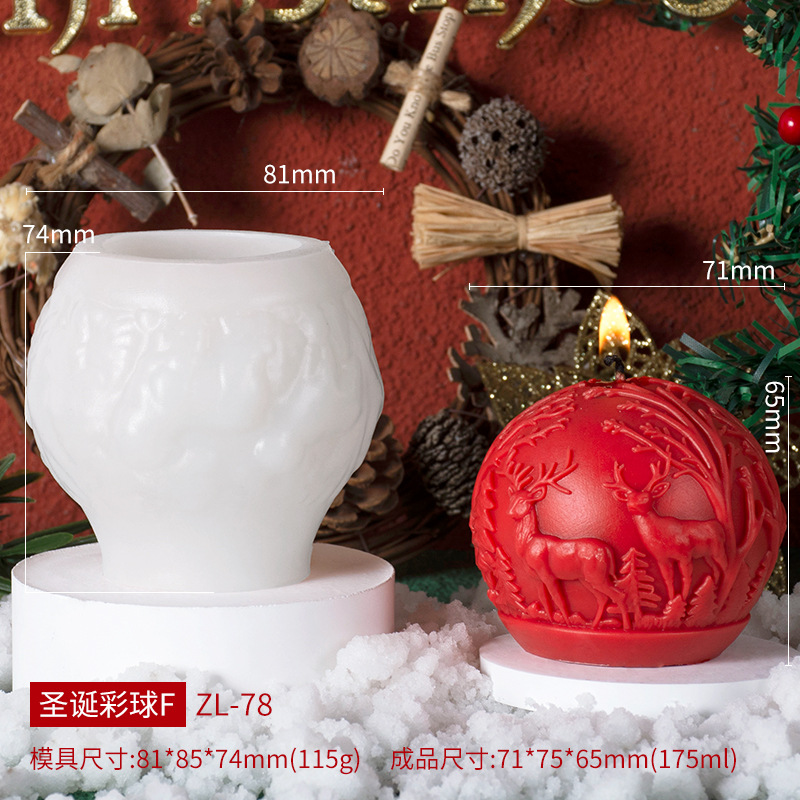 Christmas ball fragrance-scented candle mold DIY elk-shaped Christmas tree ball mold new product