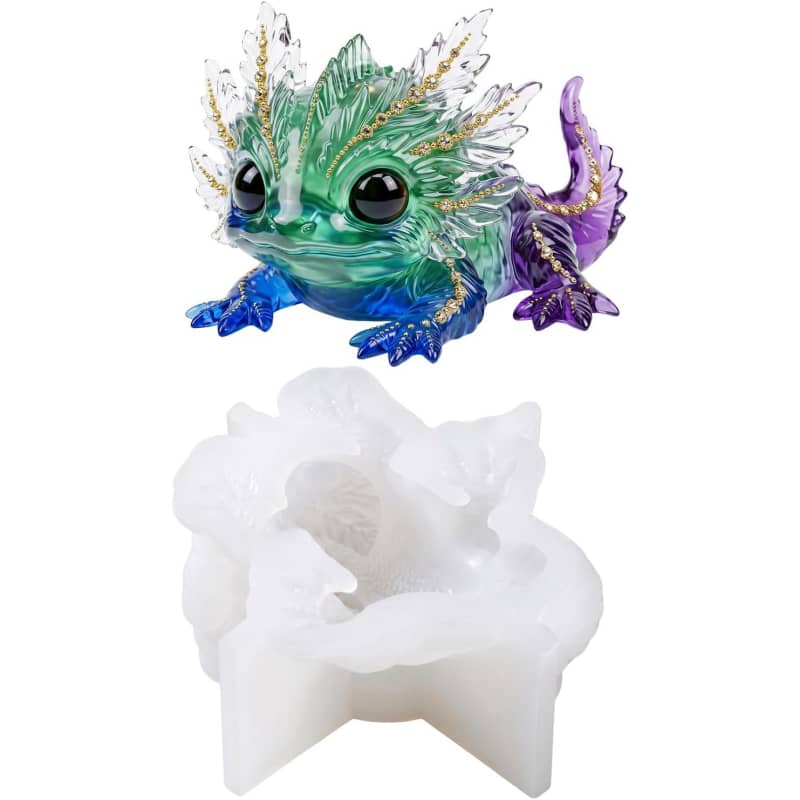 Axolotl Resin Molds Silicone, 3D Chameleon Silicone Molds | Short Tail Epoxy Resin Mold Thickened Deep Animal Epoxy Mold for Art Crafts