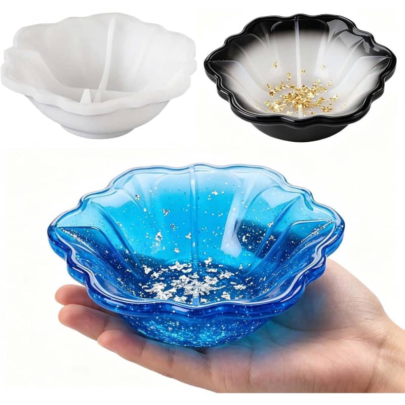 5.1×1.8 Inch Bowl Mold & Flower Tray Molds for Epoxy Resin, DIY Jewelry Holder, Trinket Container, Candle Vessel Making