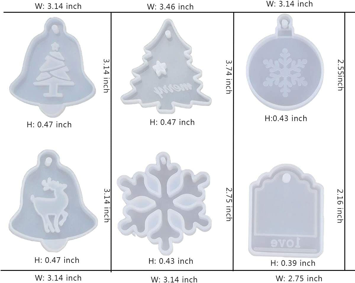 Silicone Christmas Theme 3D Pendant Epoxy Resin Molds Including Snowflake Juanya 9 Pack Christmas Resin Casting Molds Elk Bell for DIY Jewelry Making Tree Christmas Craft Supplies Home Decoration