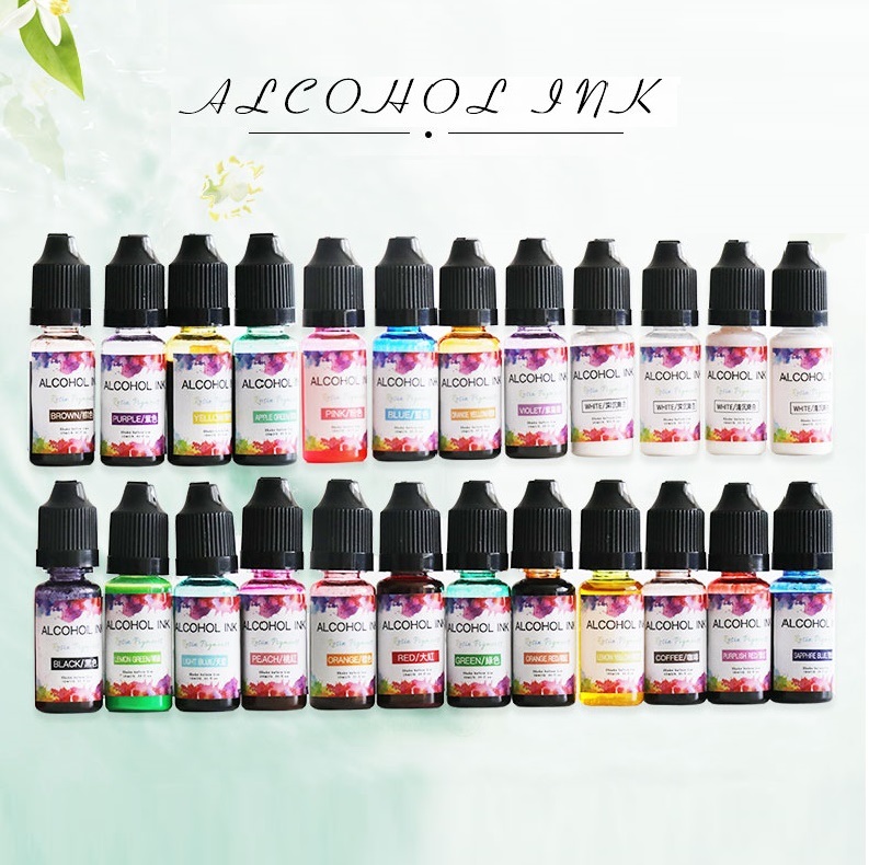 Alcohol Ink Set - 24 Highly Saturated Alcohol Inks - Fast-Drying and  Permanent Inks - Versatile Alcohol Ink for Epoxy Resin, Tumblers, Fluid Art